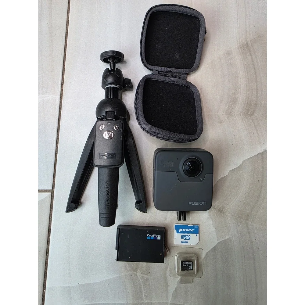 GoPro Fusion 360 Waterproof Action Camera Bundle with Tripod Case 8GB SD Card W3